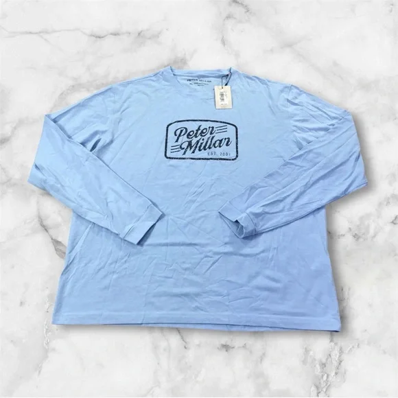 Peter Millar Shirt Mens XL Long Sleeve Crewneck Blue NWT - Picture 3 of 8